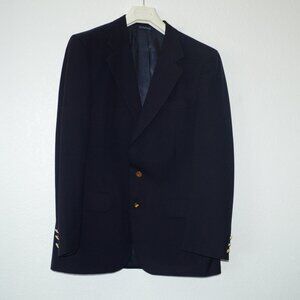 Vintage Burberrys’ Navy Blue Wool Blazer Mens 40R Made in USA 2-Button